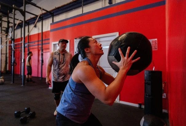 Woman doing wall ball